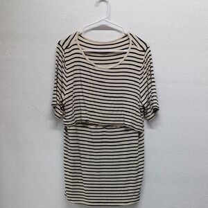 a:glow Black and White Striped Maternity Nursing Top